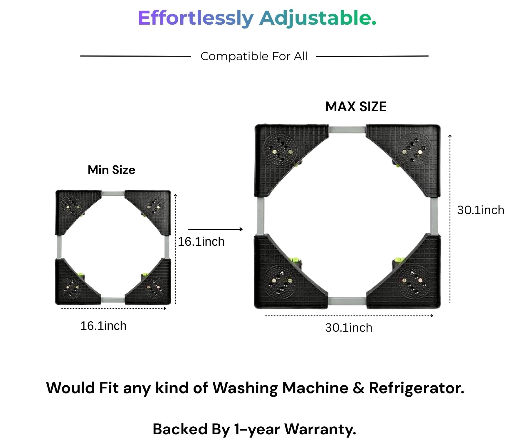 Homesoul Stainless Steel Adjustable 24 Wheels Heavy Duty Stand/Trolley for Front & Top Load Washing Machine/Refrigerator/Dishwasher with 300 KG Capacity for 7-9 kg Appliances